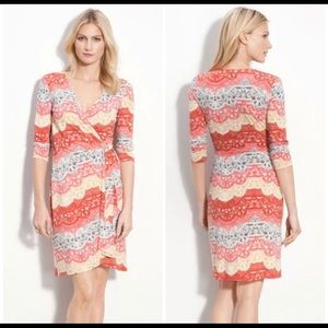 BCBGMaxazria Women's Sondra Lace Print Jersey Wrap Dress | Sz. Small | *EUC*